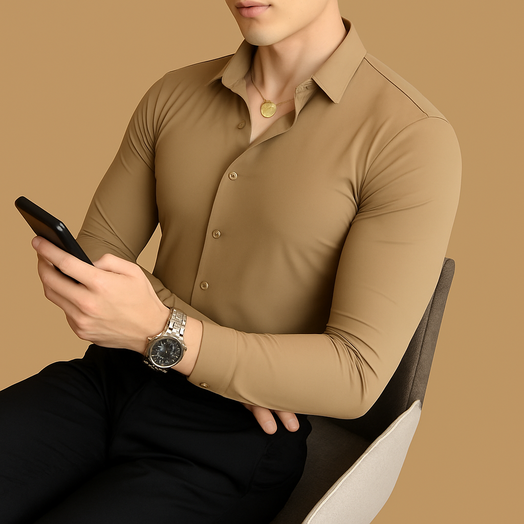 High Elasticity Seamless Men's Formal Shirt