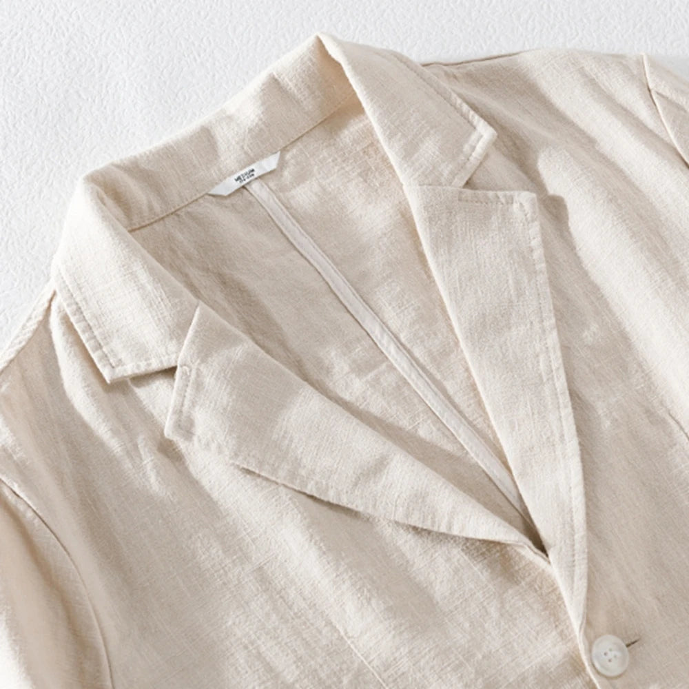 men's Blazers Linen and Cotton Casual men clothing fashion 2024 Spring Autumn Solid Tops for Young men loose Suit Coat