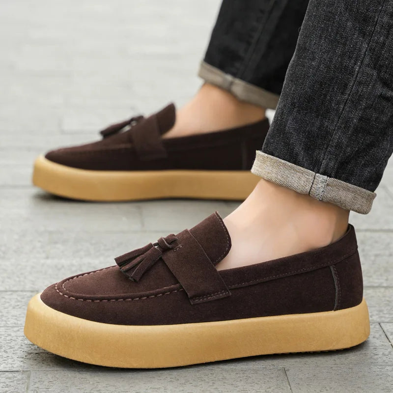 Men's Loafers Moccasins Luxury Suede Casual Leather Shoe Comfortable Slip on Driving Shoes Men Sneakers for Men Platform Loafers