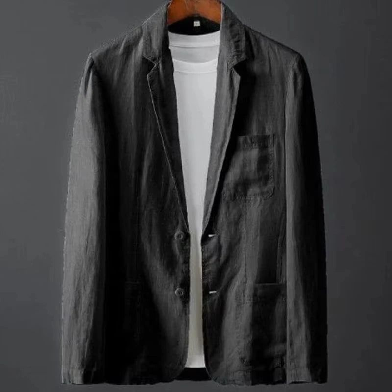 Men's Cotton Linen Blazer Jacket Spring Summer High Quality Solid Slim Casual Business Thin Breathable Suit Coat Male Clothing