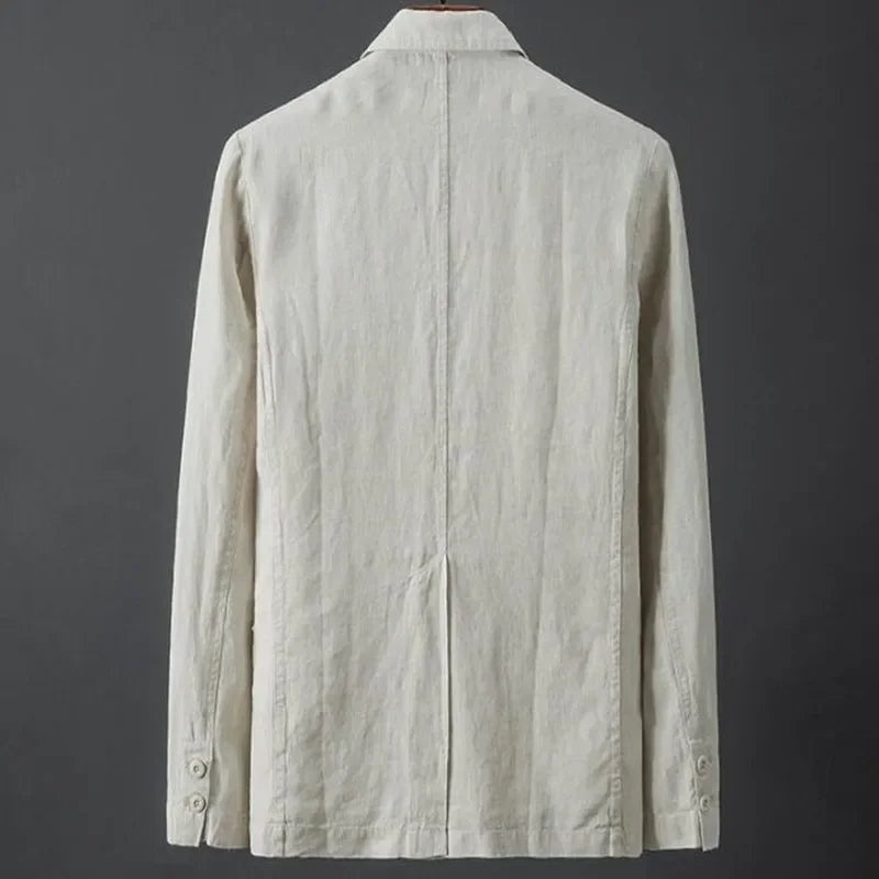 Men's Cotton Linen Blazer Jacket Spring Summer High Quality Solid Slim Casual Business Thin Breathable Suit Coat Male Clothing