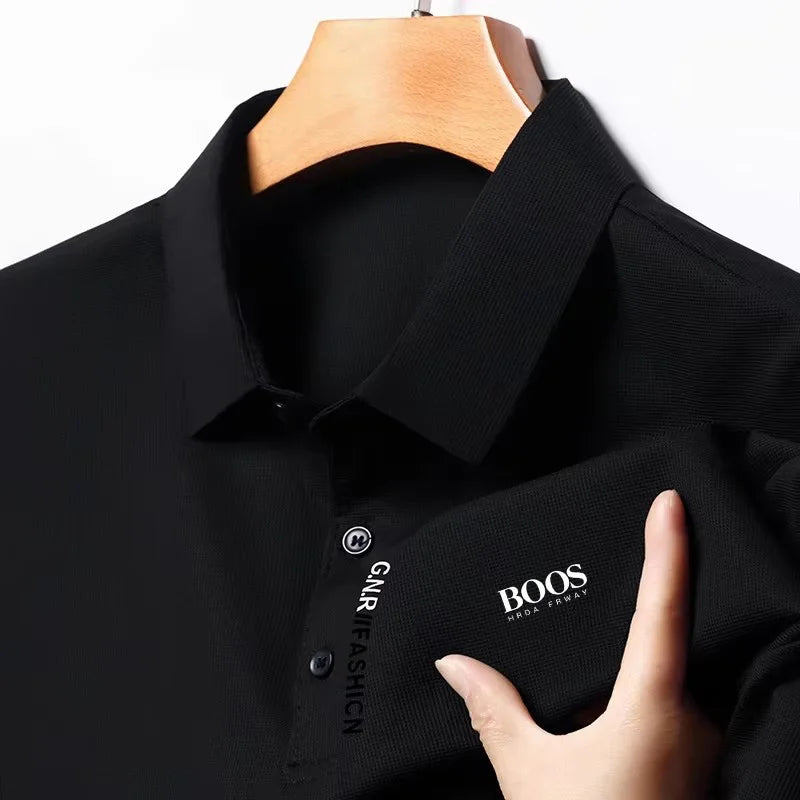 Men's New Summer Embroidery Business Casual Short Sleeved POLO Shirt High Quality Short Sleeved Ice Silk Is Cool Breathable Top