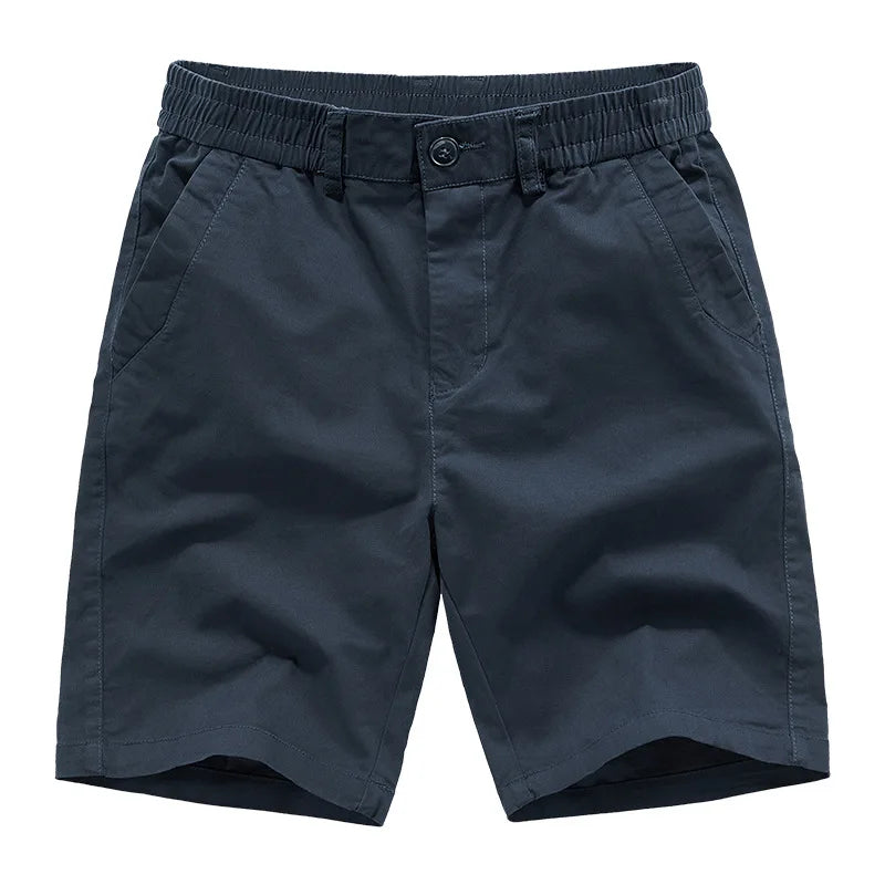 Men Cotton 100% Casual Shorts New Summer Man Elastic Waist Sportswear Jogger Pants Quality Male Straight Knee Length Pants 5XL