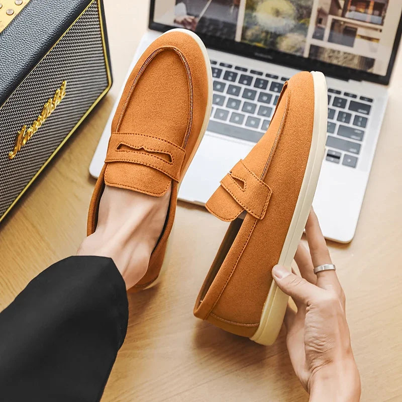Summer Blue Men's Loafers Comfortable Suede Leather Casual Shoes Men Lightweight Slip on Shoes Man Moccasins Zapatos De Hombre