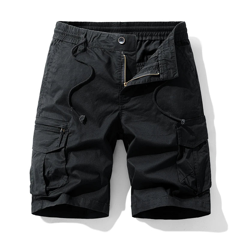 Summer Men Cotton Cargo Shorts Mens Jogger Casual Beach Fashion Shorts Man Bermuda Multi Pocket Work Safari Shorts Pants Trouser