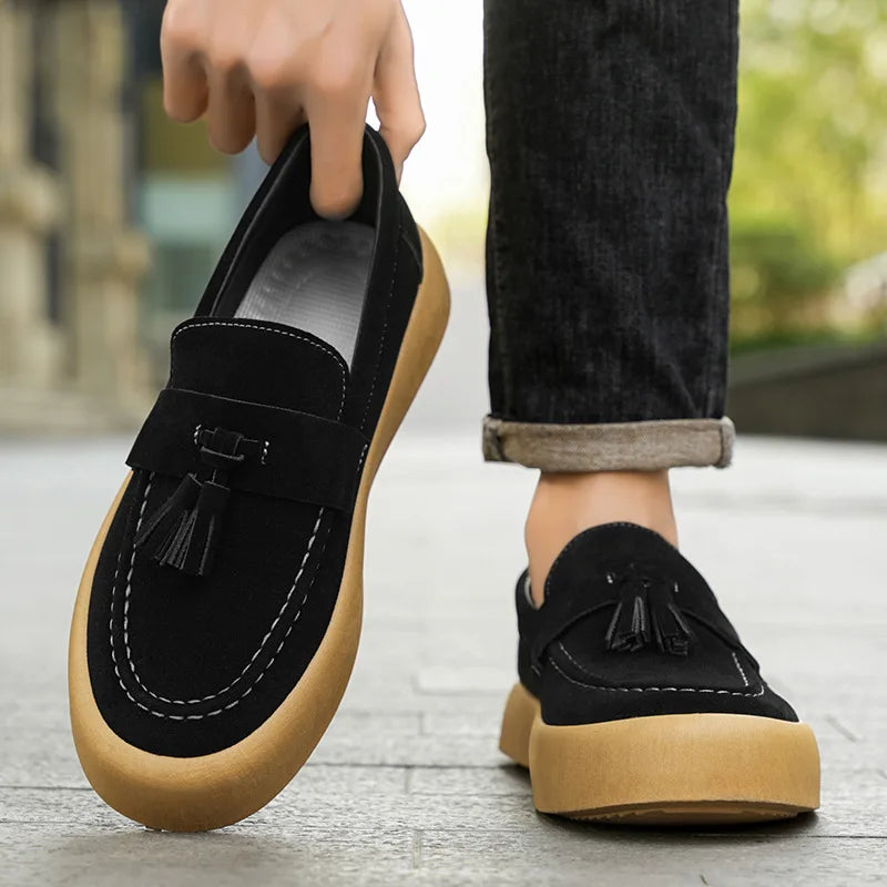Men's Loafers Moccasins Luxury Suede Casual Leather Shoe Comfortable Slip on Driving Shoes Men Sneakers for Men Platform Loafers
