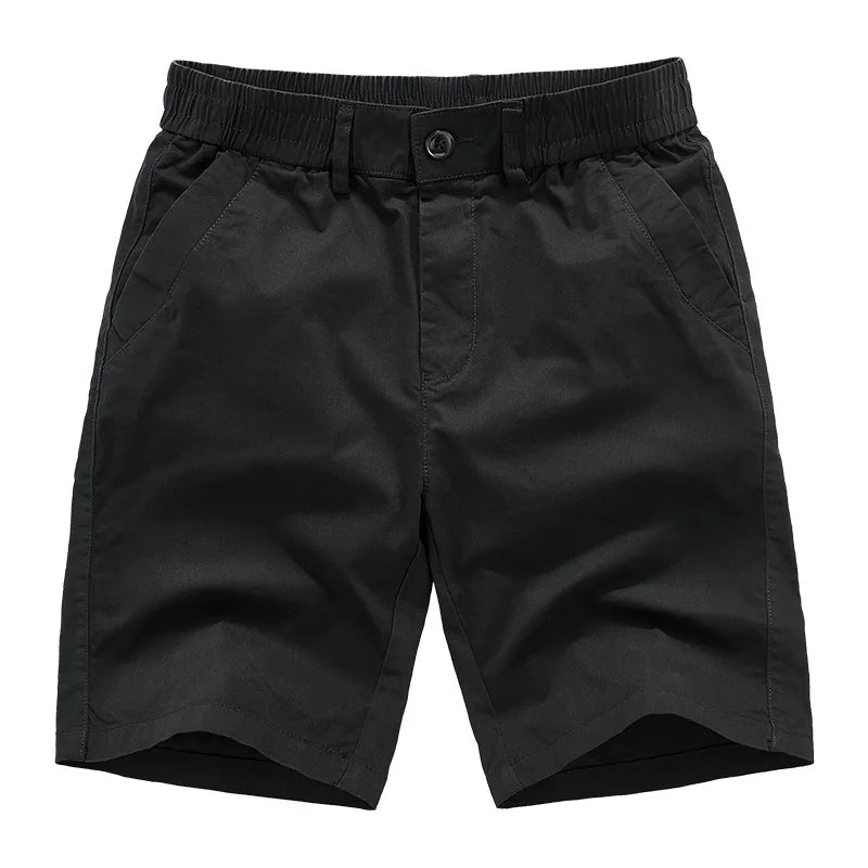 Men Cotton 100% Casual Shorts New Summer Man Elastic Waist Sportswear Jogger Pants Quality Male Straight Knee Length Pants 5XL