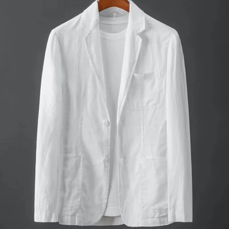 Men's Cotton Linen Blazer Jacket Spring Summer High Quality Solid Slim Casual Business Thin Breathable Suit Coat Male Clothing
