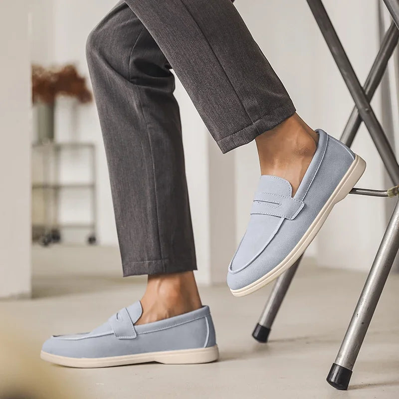 Summer Blue Men's Loafers Comfortable Suede Leather Casual Shoes Men Lightweight Slip on Shoes Man Moccasins Zapatos De Hombre