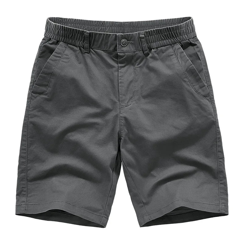 Men Cotton 100% Casual Shorts New Summer Man Elastic Waist Sportswear Jogger Pants Quality Male Straight Knee Length Pants 5XL