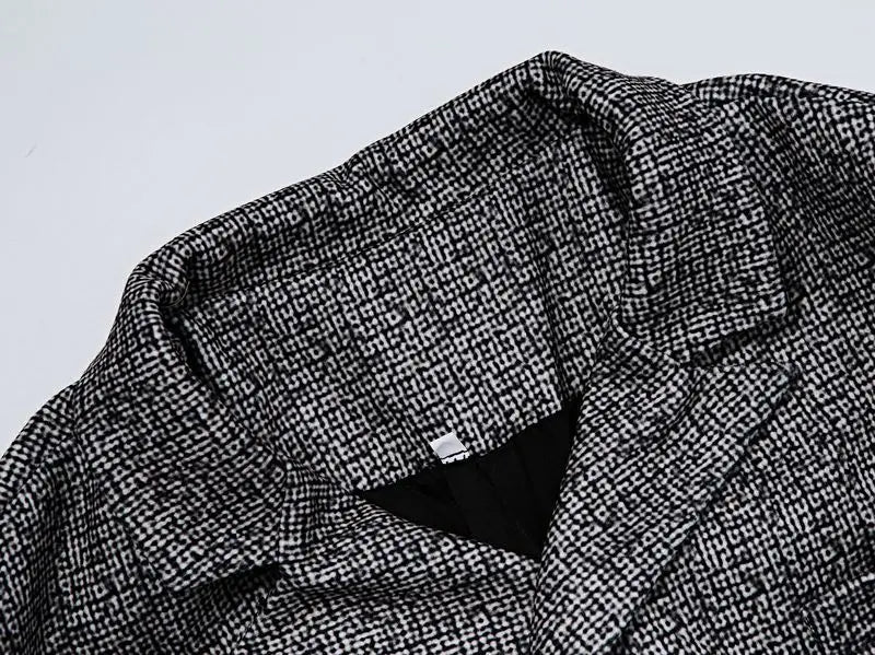 New Autumn Men's Gray Long-sleeved Suit Jacket, Dark Brown Double-breasted V-neck Blazers, Gentleman's Casual Coat.