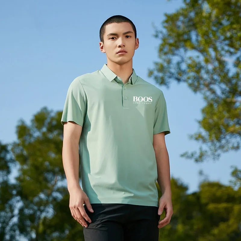 Embroidered Summer Ice Silk Polo Shirt T-Shirt New Half Sleeve Non-Marking Casual Business Thin Breathable Polo Shirt for Men