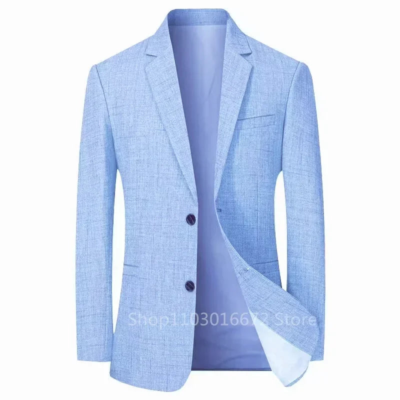 Linen Men Blazer for Summer Vacation 1 Piece Male Suit Jackets for Business Party Casual Suit Designer Slim Fit Blazers