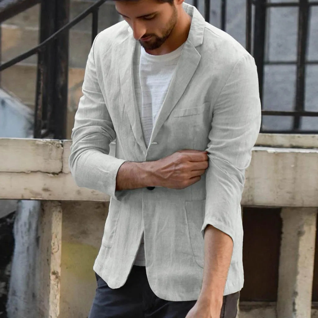 Casual men's Blazers autumn cotton linen Men Thin Suit Coat Casual Linen Suits Men Solid Slim Fit Lapal Men Suit Set Man Suit