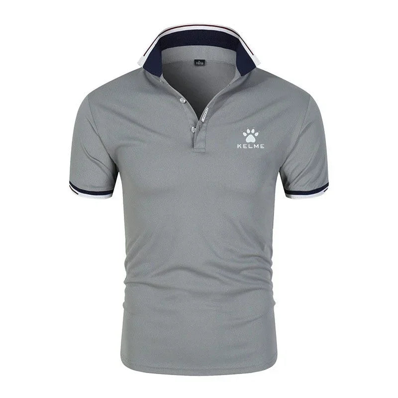 Brand KELME Quality 100% Cotton Men's T-shirt Solid Body POLO Shirt Fashion Design V-neck Casual Short-sleeved Men's Clothing