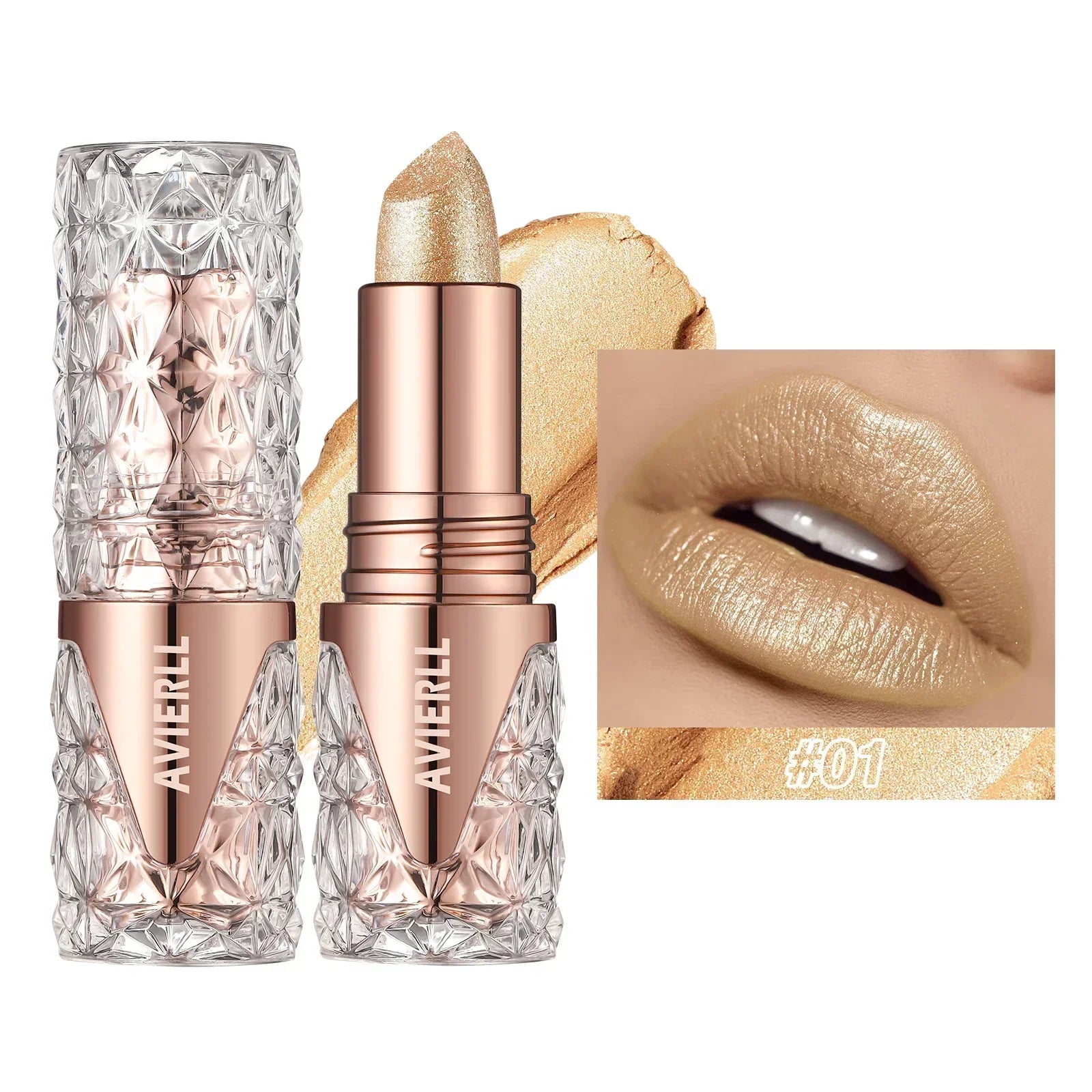 Glitter Lipsticks Quicksand Gold Lipstick Moisturizing Silky Mermaid Girl Pink Long-lasting Waterproof Orange Lips Makeup