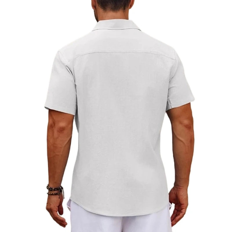 New Men's Short Sleeve Lightweight Summer Shirt Short Sleeve Shirt with Chest Pocket Casual Shirt Beach Shirt Casual Holiday