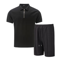 2025 simple men's suit summer new short sleeve shorts two-piece outdoor leisure handsome men's solid color trend suit