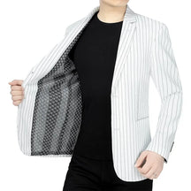 New Summer Men Striped Business Blazers Jackets Mesh Thin Casual Suits Coats Quality Male Slim Fit Blazers Suits Coats Clothing