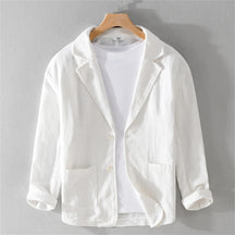 men's Blazers Linen and Cotton Casual men clothing fashion 2024 Spring Autumn Solid Tops for Young men loose Suit Coat