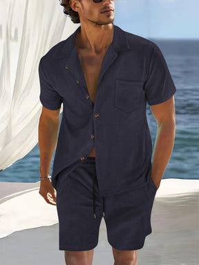 Short Sleeve Collar Shirt Men's Summer Thin Set Casual Sportswear Summer Shorts