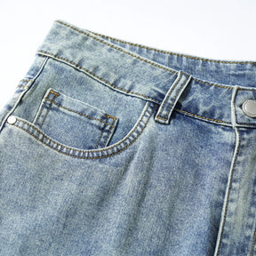 Summer denim mid knee walking shorts  men retro man jeans washed water Lyocell breathable lightweight and elastic bermuda shorts