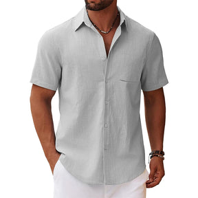 New Men's Short Sleeve Lightweight Summer Shirt Short Sleeve Shirt with Chest Pocket Casual Shirt Beach Shirt Casual Holiday