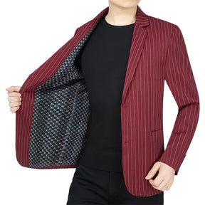 New Summer Men Striped Business Blazers Jackets Mesh Thin Casual Suits Coats Quality Male Slim Fit Blazers Suits Coats Clothing