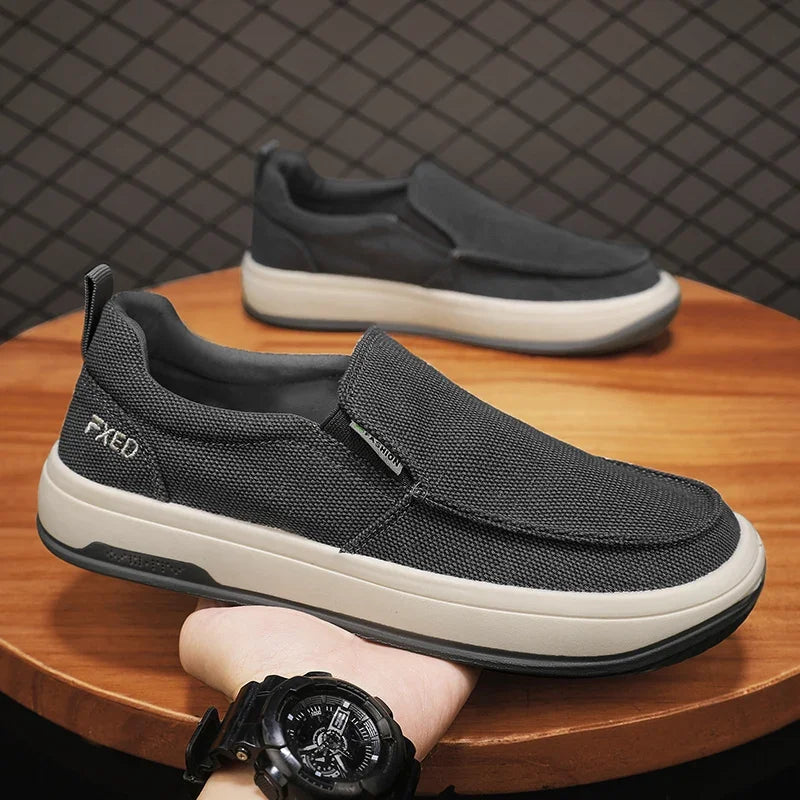 2024 Summer Men Breathable Casual Canvas Shoes Comfort Slip-on Loafer Soft Penny for Men Lightweight Driving Boat Shoes Loafers