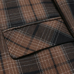 Classic Black Striped Suit Coat with V-Neckline Single-Button Casual Jacket for Men's Leisure Blazers, Size M-XXL