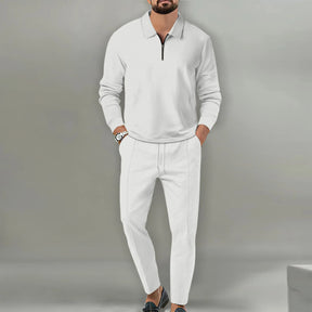 New Solid Color Zipper Long Sleeve Sport Pants Two Piece Set