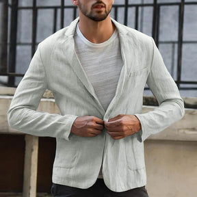 Casual men's Blazers autumn cotton linen Men Thin Suit Coat Casual Linen Suits Men Solid Slim Fit Lapal Men Suit Set Man Suit