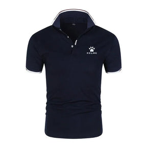 Brand KELME Quality 100% Cotton Men's T-shirt Solid Body POLO Shirt Fashion Design V-neck Casual Short-sleeved Men's Clothing