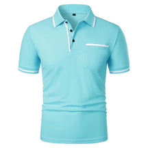 New Men's Short Sleeve Polo Shirts Solid Color Casual T-shirt Summer Trendy Breathable Loose Basic Splice Top Pockets Men Shirts