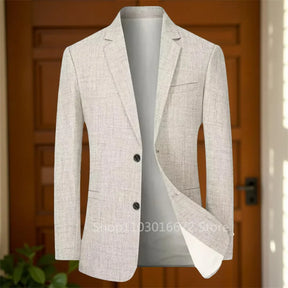 Linen Men Blazer for Summer Vacation 1 Piece Male Suit Jackets for Business Party Casual Suit Designer Slim Fit Blazers