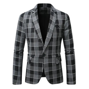 Classic Black Striped Suit Coat with V-Neckline Single-Button Casual Jacket for Men's Leisure Blazers, Size M-XXL