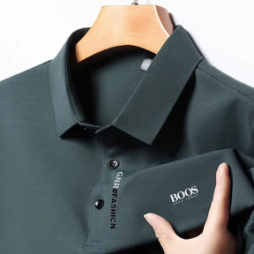 Men's New Summer Embroidery Business Casual Short Sleeved POLO Shirt High Quality Short Sleeved Ice Silk Is Cool Breathable Top