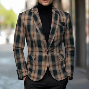 Classic Black Striped Suit Coat with V-Neckline Single-Button Casual Jacket for Men's Leisure Blazers, Size M-XXL