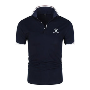 Brand KELME Quality 100% Cotton Men's T-shirt Solid Body POLO Shirt Fashion Design V-neck Casual Short-sleeved Men's Clothing