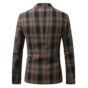 Classic Black Striped Suit Coat with V-Neckline Single-Button Casual Jacket for Men's Leisure Blazers, Size M-XXL