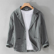 men's Blazers Linen and Cotton Casual men clothing fashion 2024 Spring Autumn Solid Tops for Young men loose Suit Coat