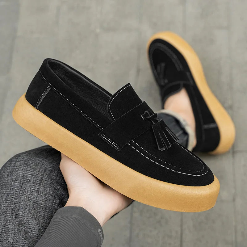 Men's Loafers Moccasins Luxury Suede Casual Leather Shoe Comfortable Slip on Driving Shoes Men Sneakers for Men Platform Loafers