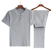 Summer Fashion Men Shirts Trousers Set Cotton And Linen Shirts Short Sleeve Men's Casual Top Pants Men Outfit M-4XL