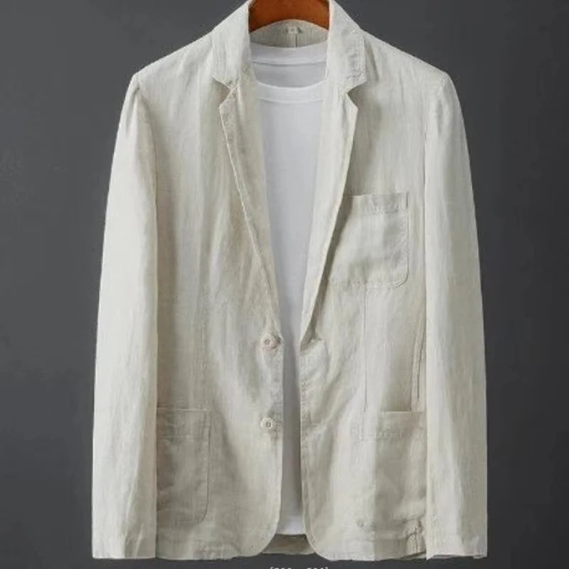 Men's Cotton Linen Blazer Jacket Spring Summer High Quality Solid Slim Casual Business Thin Breathable Suit Coat Male Clothing