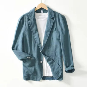 70% Linen 30% Cotton Breathable Men's Blazer Suit Jacket For Men Black Coat For Summer Business Lightweight Male Clothes 2024