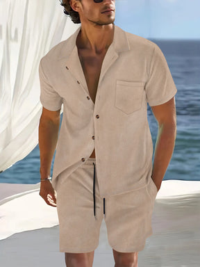Short Sleeve Collar Shirt Men's Summer Thin Set Casual Sportswear Summer Shorts