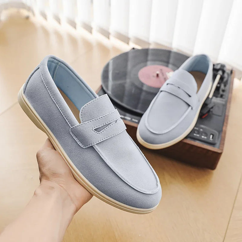Summer Blue Men's Loafers Comfortable Suede Leather Casual Shoes Men Lightweight Slip on Shoes Man Moccasins Zapatos De Hombre