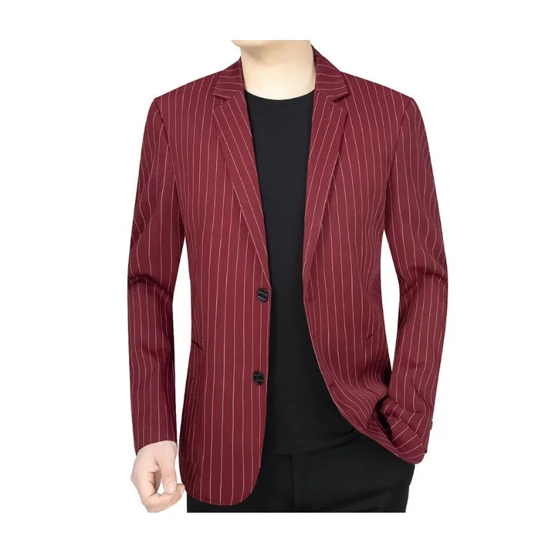 New Summer Men Striped Business Blazers Jackets Mesh Thin Casual Suits Coats Quality Male Slim Fit Blazers Suits Coats Clothing