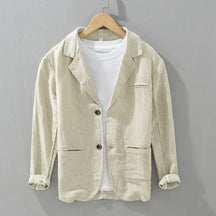 2025 New Cotton Linen Men's Blazer Spring Summer Daily Casual Blazers Loose Green Suit Jackets Japanese Retro Youth Male Suit