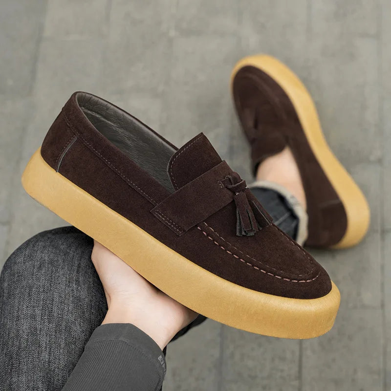 Men's Loafers Moccasins Luxury Suede Casual Leather Shoe Comfortable Slip on Driving Shoes Men Sneakers for Men Platform Loafers